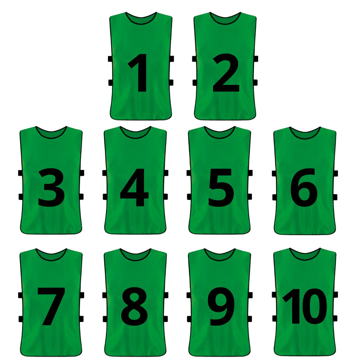 Set 10 Petos Numéricos para Adulto XL 50cmx80cm para Entrenar